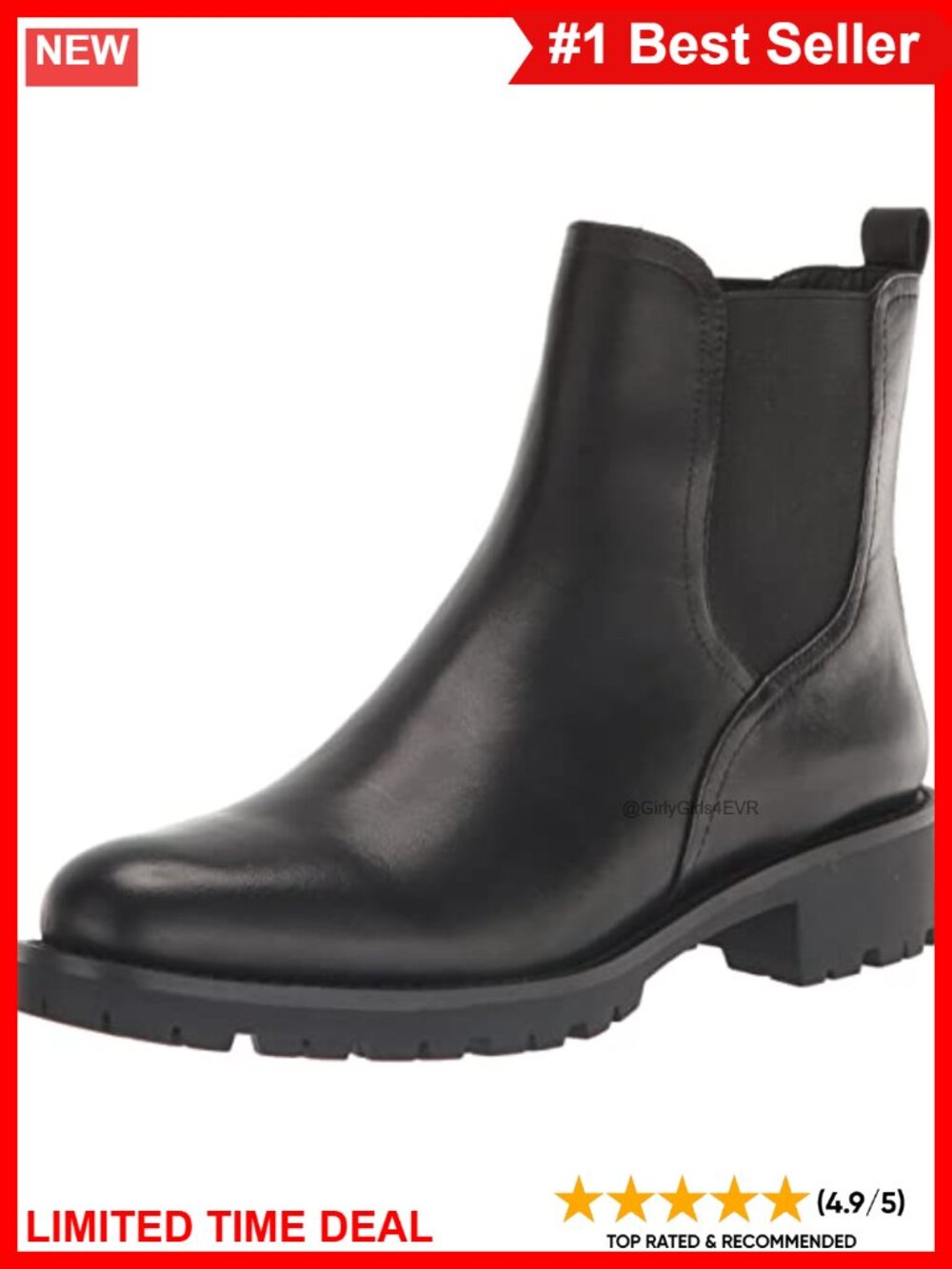 Water-Resistant Leather Chelsea Ankle Bootie Round Toe Pull-On